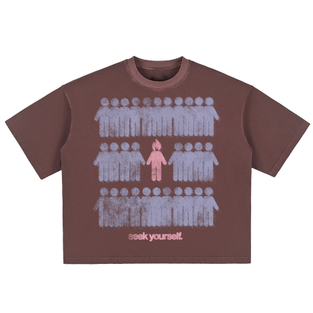 SEEK YOURSELF CROPPED TEE - BURNT MAROON