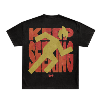 "KEEP SEEKING" TEE - RED/GOLD