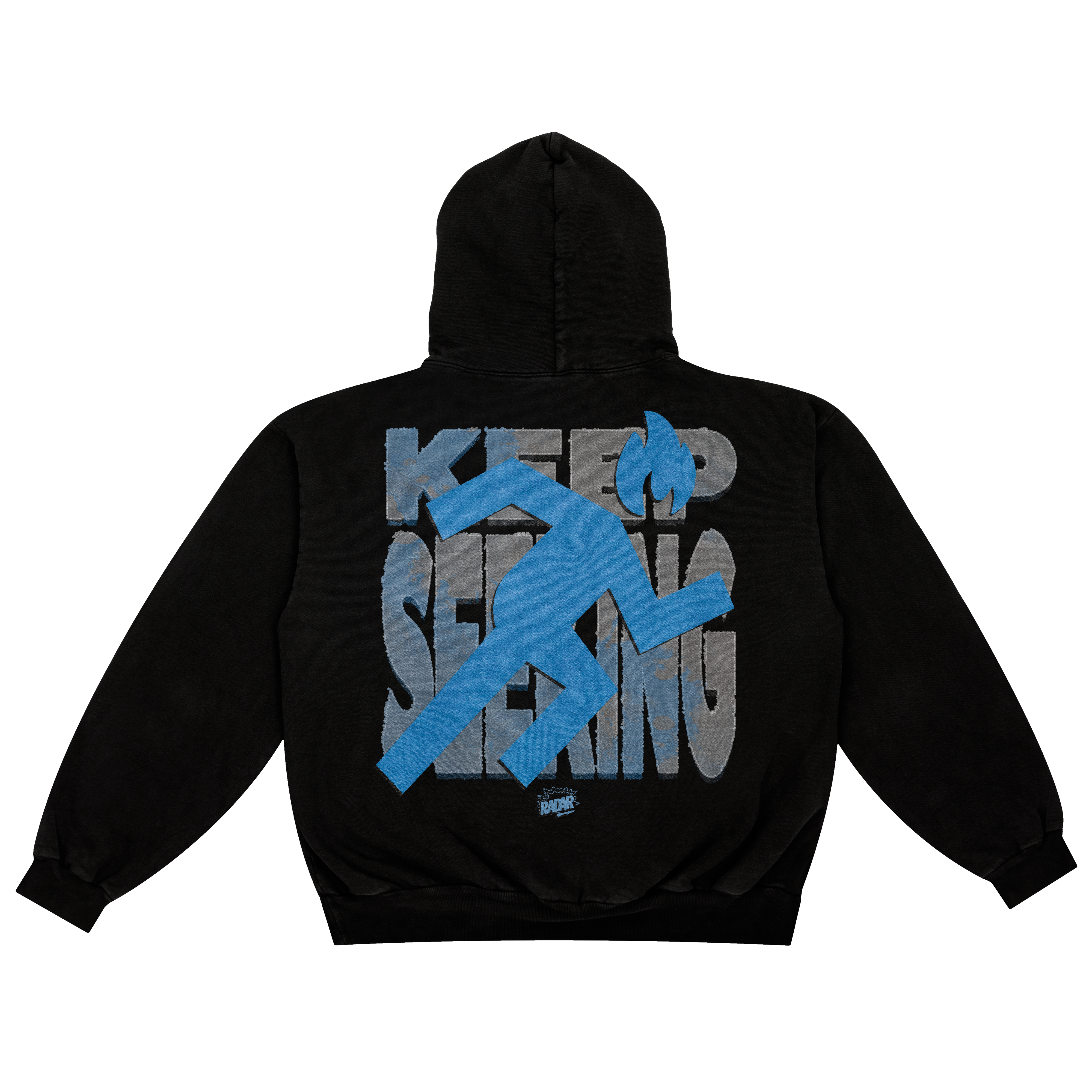 "KEEP SEEKING" HOODIE - BLUE/GREY