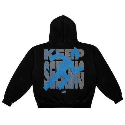 "KEEP SEEKING" HOODIE - BLUE/GREY