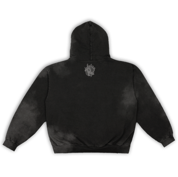 FRAYED ESSENTIAL HOODIE "FADED BLACK"