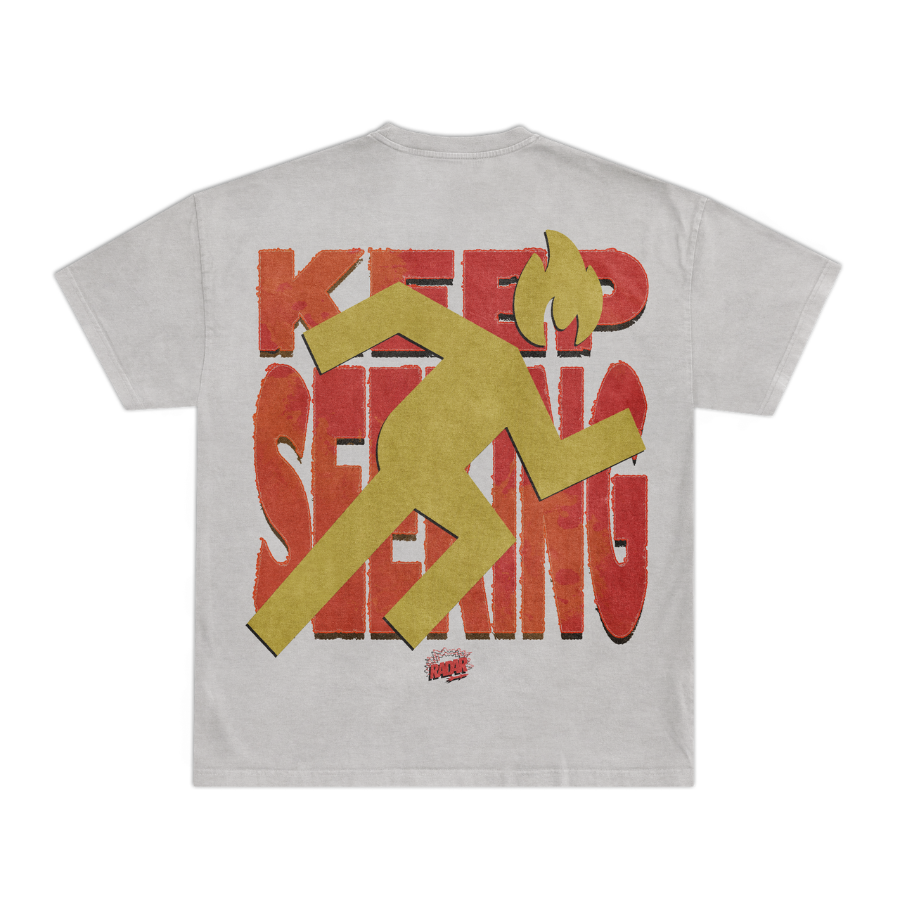 "KEEP SEEKING" TEE - RED/GOLD