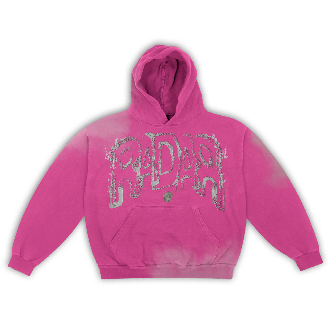 FRAYED ESSENTIAL HOODIE "BRIGHT ROSE"