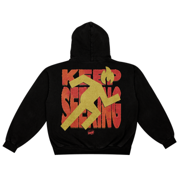 "KEEP SEEKING" HOODIE - RED/GOLD