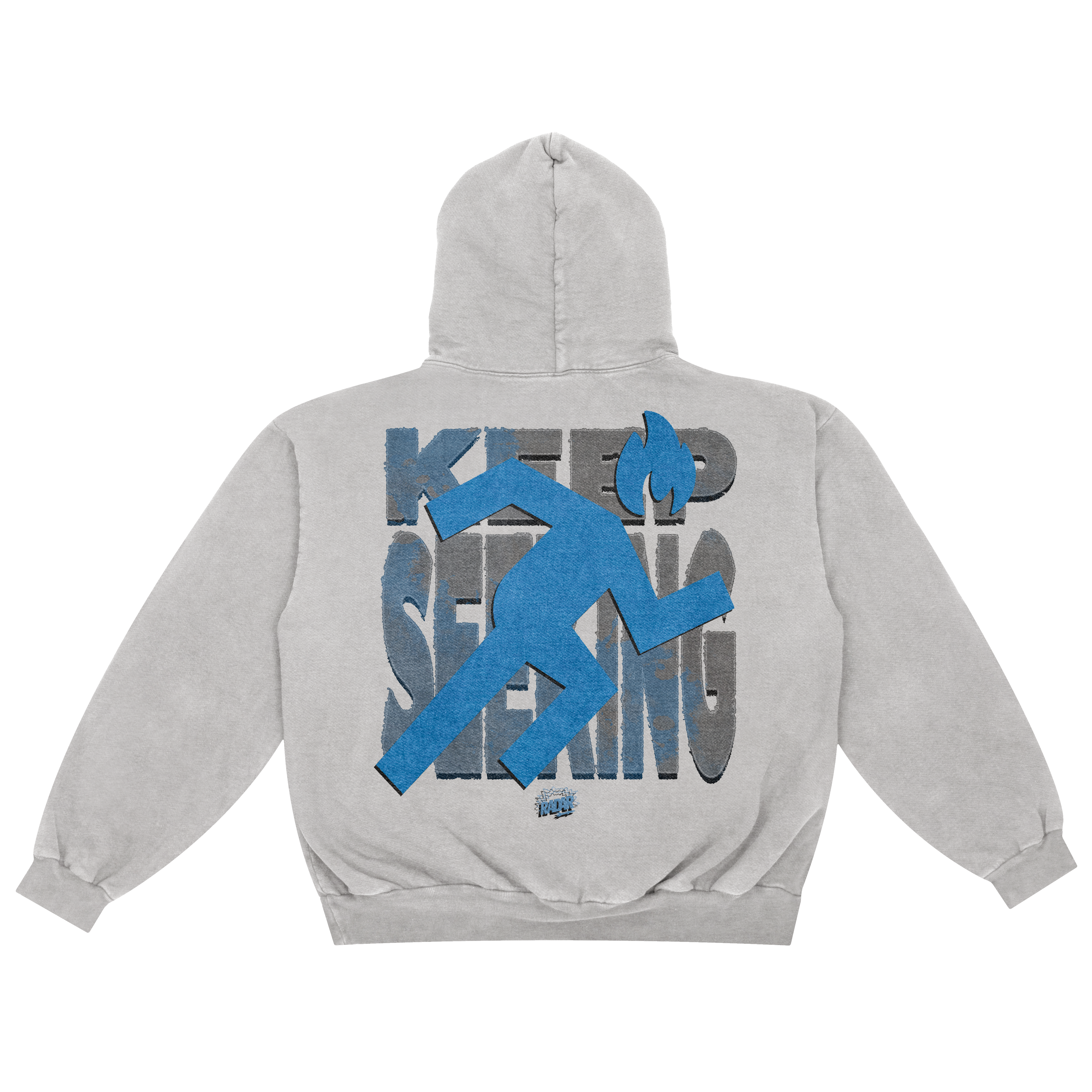 "KEEP SEEKING" HOODIE - BLUE/GREY