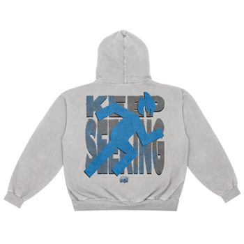 "KEEP SEEKING" HOODIE - BLUE/GREY
