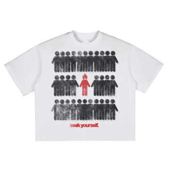 SEEK YOURSELF CROPPED TEE - WHITE