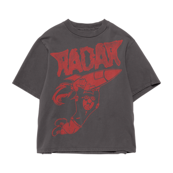 RETRO ROCKET TEE - CHARCOAL/RED